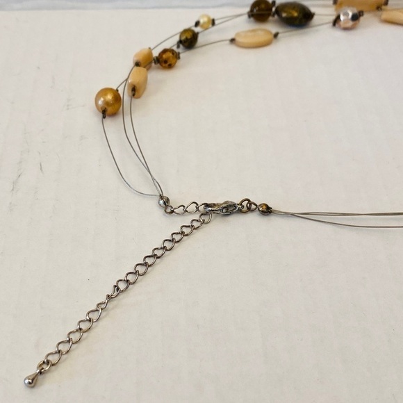 STATION necklace stone and beads wire strands Lobster clasp - Picture 2 of 10